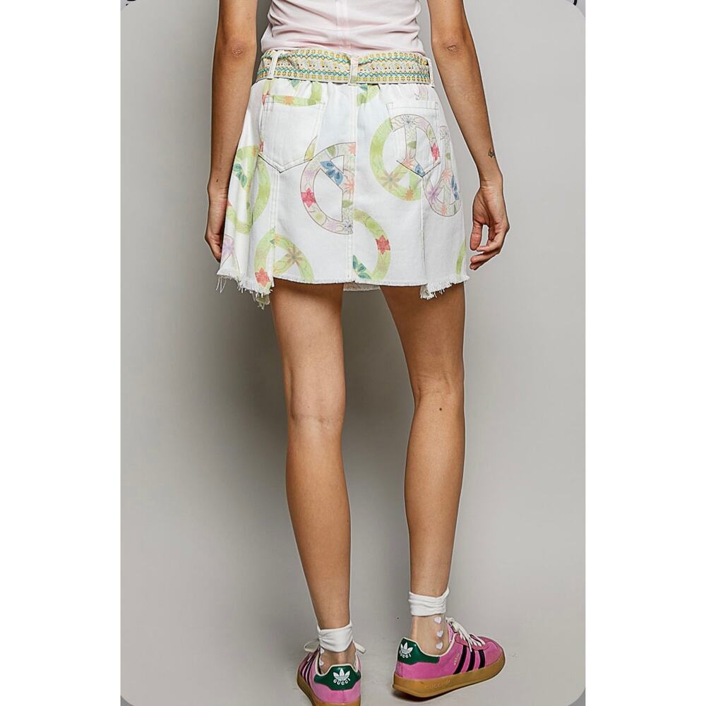 Peace A-line Mini Skirt - Picture 2 of 8